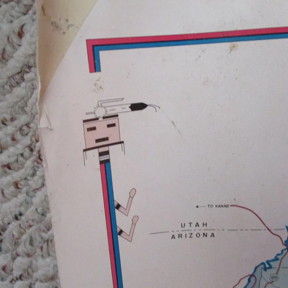 Vtg Ahasteen's Cartographic Engraving Services Navajo Nation USA Dist & Chap Map